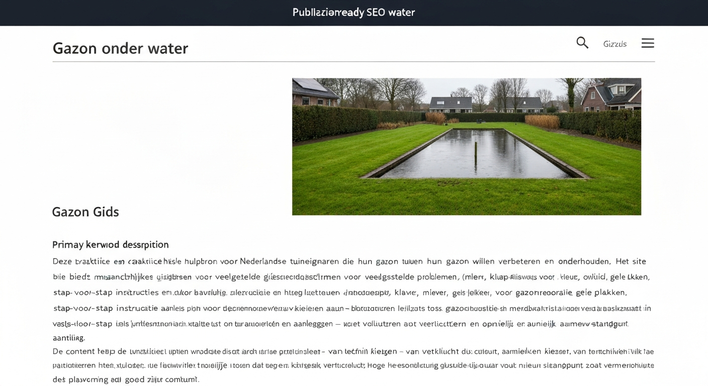 Overzichtsfoto van een Nederlands gazon met staand water en mos na regenbui.