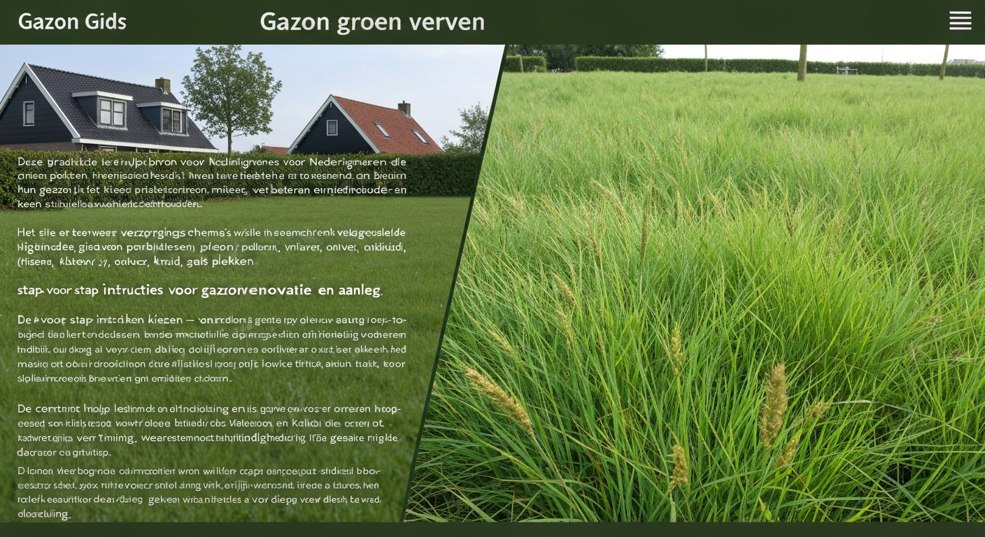 Split-screen foto van Nederlands gazon: links bruin en droog, rechts fris groen