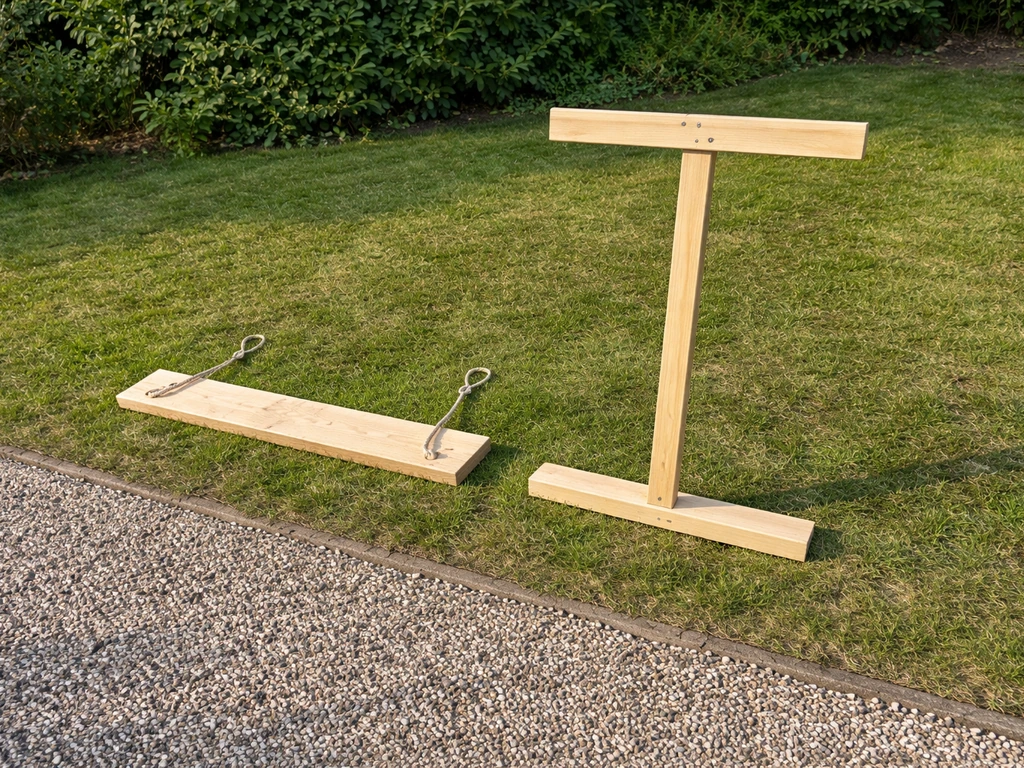 Zij-aanzicht van een rechte sleepbalk en een T-frame schraper naast elkaar in een tuin, zonder mensen.